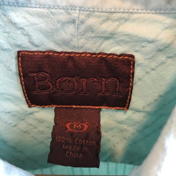 Born Hand Crafted Cotton Long Sleeve Seafoam Green Button Down Shirt Size Medium - Picture 6 of 10